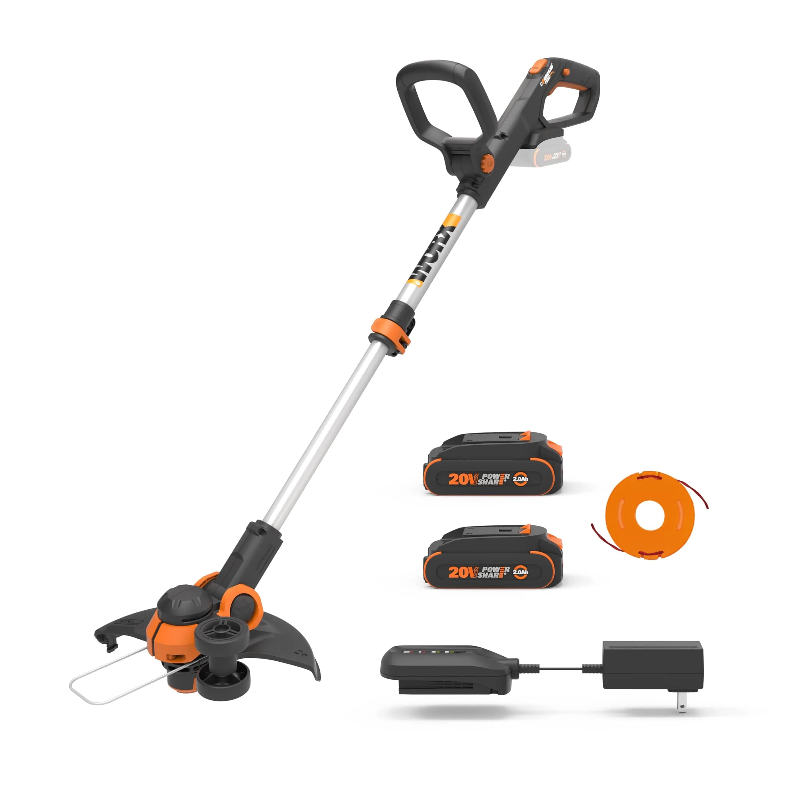 WORX WG931 20V Cordless String Trimmer, 360 CFM Blower & 22" Hedge Trimmer Combo Kit | 2 Batteries Included — 2 in 1 Trimmer w/(2) Batteries & 0.4 Ah Charger