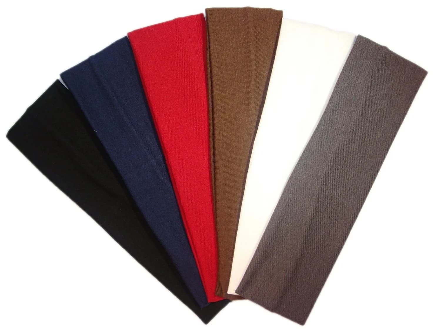 Kenz Laurenz Cotton Headbands 6 Pack | Soft Elastic Sports Fashion Headbands for Teens & Women — 6 pc 2" Cotton Headbands--Basics