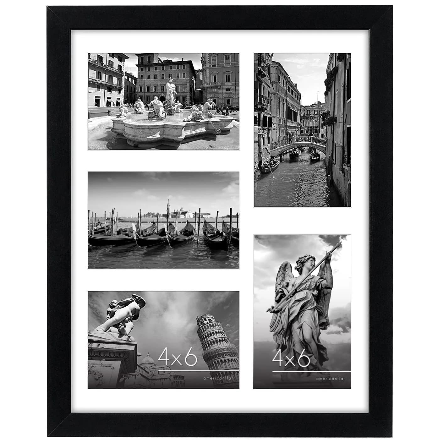 Americanflat 4x6 Collage Picture Frame - Fits 5 - Engineered Wood - Black