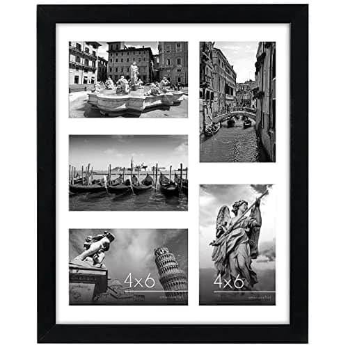 Americanflat 4x6 Collage Picture Frame - Fits 5 - Engineered Wood - Black thumbnail 1