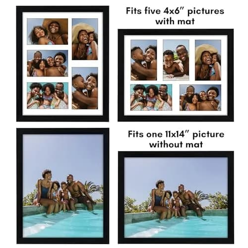 Americanflat 4x6 Collage Picture Frame - Fits 5 - Engineered Wood - Black thumbnail 4