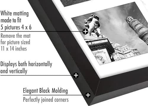 Americanflat 4x6 Collage Picture Frame - Fits 5 - Engineered Wood - Black thumbnail 3