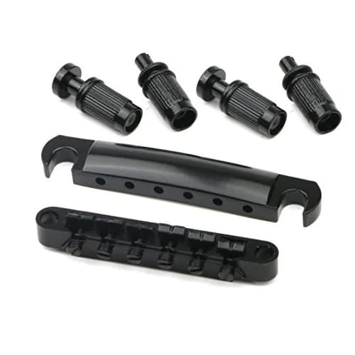 Swhmc Tune-O-Matic Bridge Studs & Tailpiece Set, Black | Zinc Alloy Guitar Parts for LP-Style Electric Guitars thumbnail 1