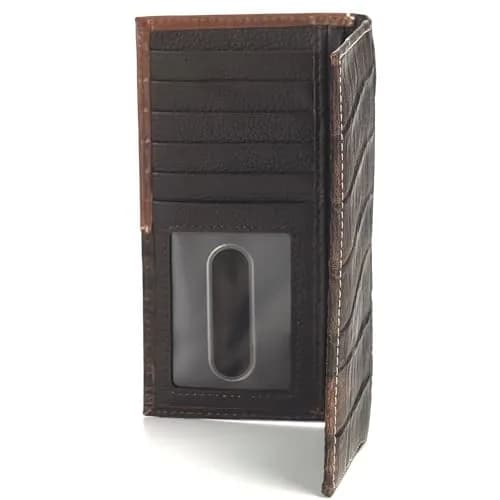 ARIAT Men's Rodeo Wallet, Floral Embossed Overlay, Western Concho, Brown | Top-Grain Leather Bi-Fold with Multiple Compartments thumbnail 5