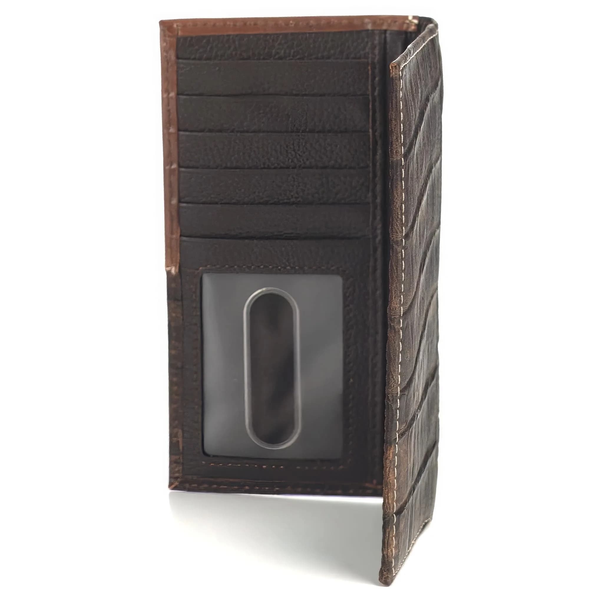 ARIAT Men's Rodeo Wallet, Floral Embossed Overlay, Western Concho, Brown | Top-Grain Leather Bi-Fold with Multiple Compartments - view 5