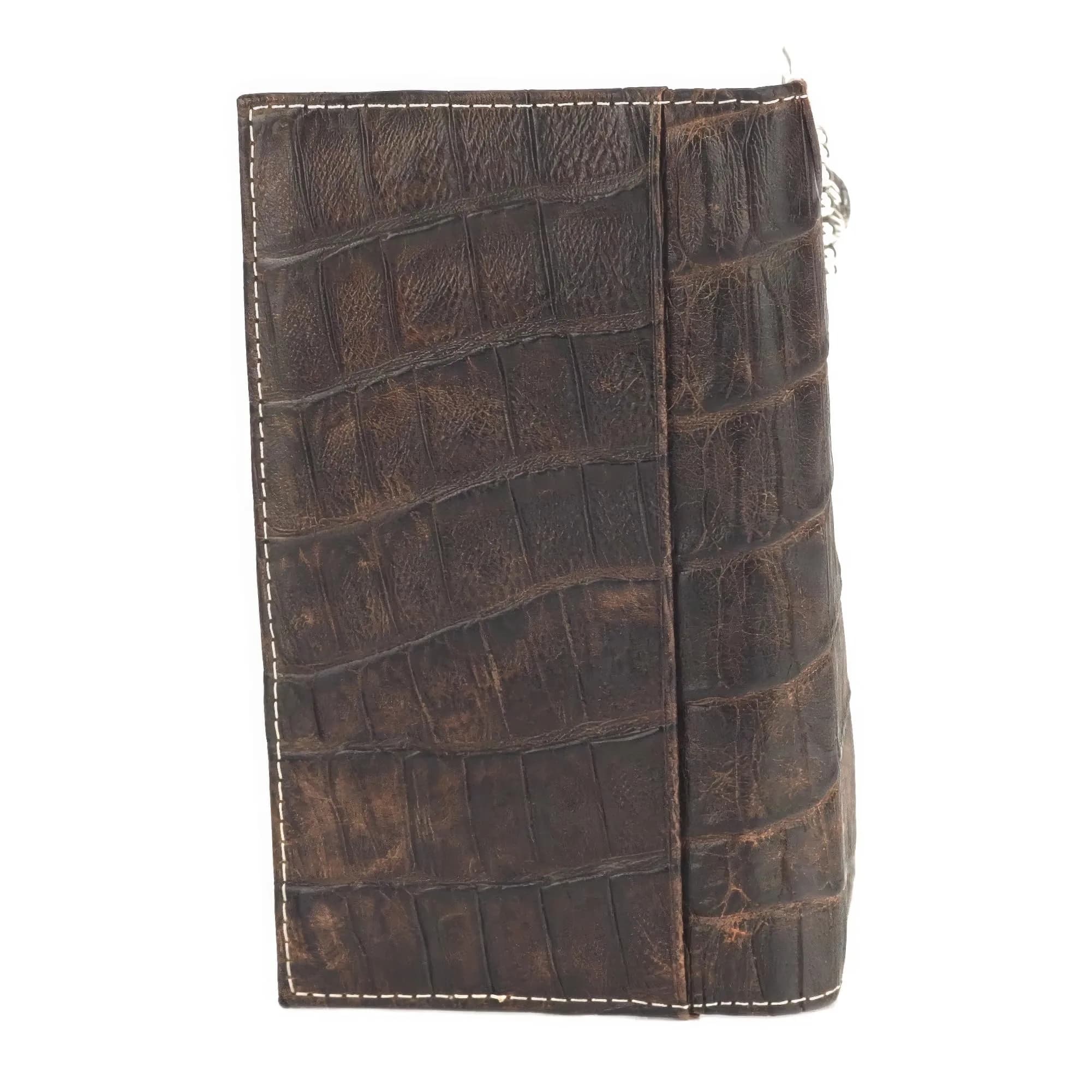 ARIAT Men's Rodeo Wallet, Floral Embossed Overlay, Western Concho, Brown | Top-Grain Leather Bi-Fold with Multiple Compartments - view 3