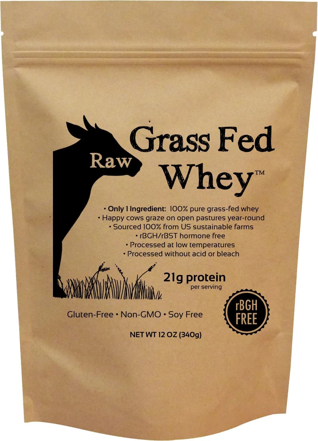 Raw Organic Whey Grass Fed Whey Protein Powder Unflavored 255 g (12 oz) | Pure 1-Ingredient Protein for Muscle Recovery - main product image