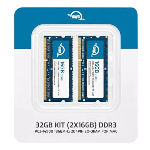 OWC 32GB (2x16GB) DDR3 PC3-14900 1866MHz SO-DIMM RAM for iMac & Laptops | 1.35V Non-ECC Dual Rank thumbnail 2