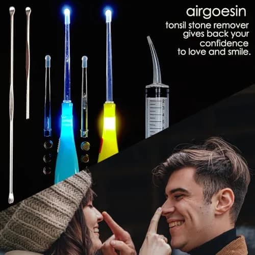 airgoesin Upgraded Tonsil Stone Remover Tool with 5 Tips & Irrigator | Fresh Breath Oral Rinse thumbnail 9