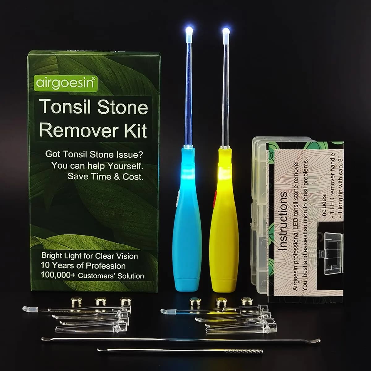 airgoesin Upgraded Tonsil Stone Remover Tool with 5 Tips & Irrigator | Fresh Breath Oral Rinse - view 3
