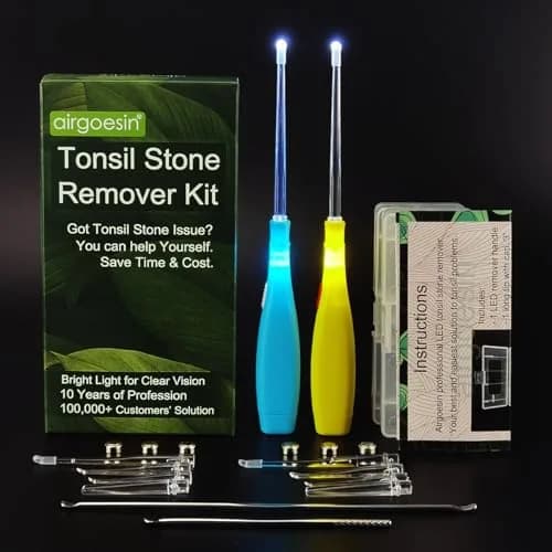 airgoesin Upgraded Tonsil Stone Remover Tool with 5 Tips & Irrigator | Fresh Breath Oral Rinse thumbnail 3