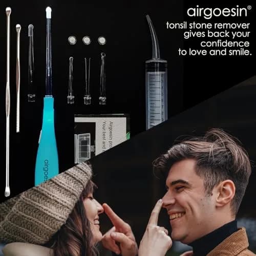 airgoesin Upgraded Tonsil Stone Remover Tool Blue 7 Piece Set | Removes Annoying Tonsil Stones & Bad Breath thumbnail 7