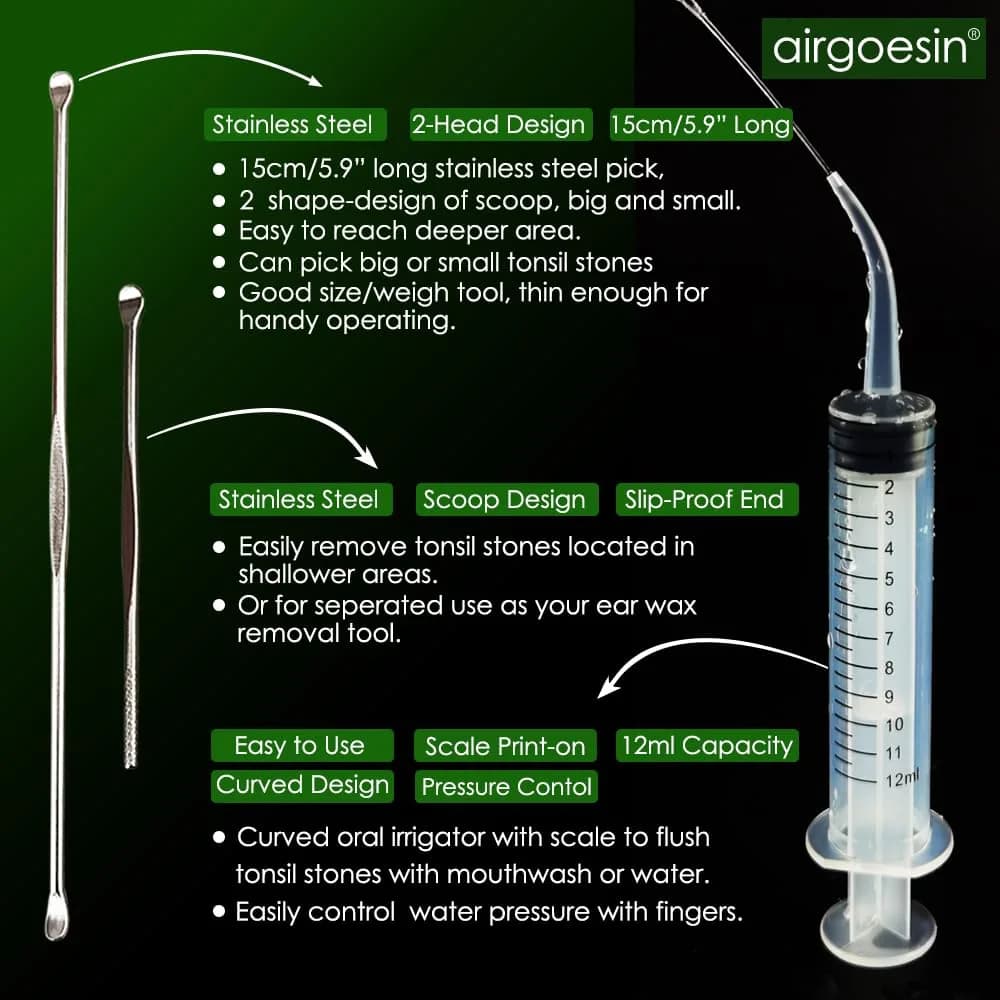 airgoesin Upgraded Tonsil Stone Remover Tool Blue 7 Piece Set | Removes Annoying Tonsil Stones & Bad Breath - view 4
