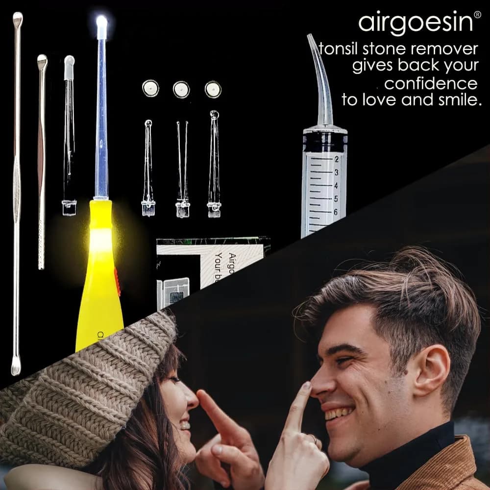 airgoesin Upgraded Tonsil Stone Remover Tool Yellow 9 Piece Set | Removes Annoying Tonsil Stones & Bad Breath - view 7