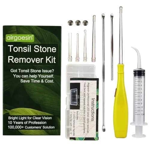 airgoesin Upgraded Tonsil Stone Remover Tool Yellow 9 Piece Set | Removes Annoying Tonsil Stones & Bad Breath thumbnail 1