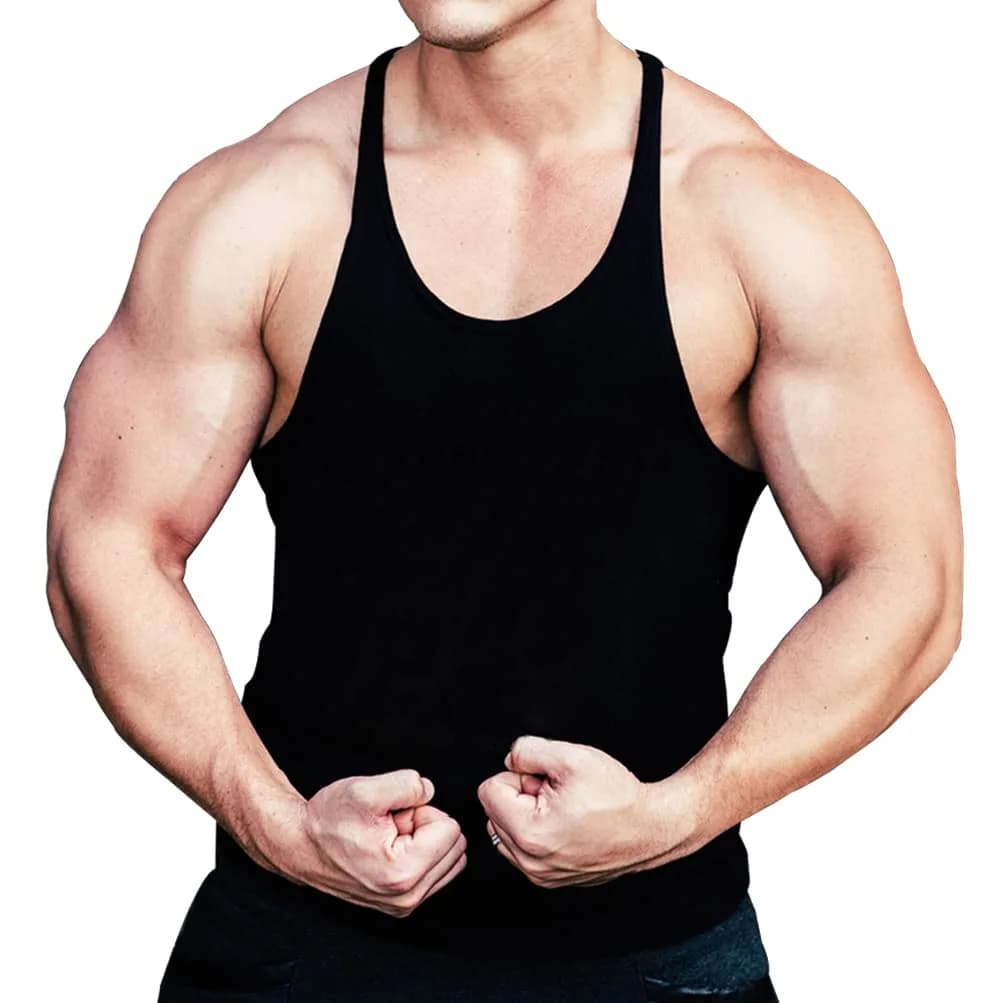 Muscle Alive Bodybuilding Stringer Tank Tops Men Cotton XL Black | Lightweight, Athletic Fit — Black
