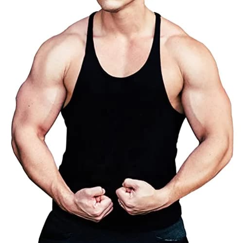 Muscle Alive Bodybuilding Stringer Tank Tops Men Cotton XL Black | Lightweight, Athletic Fit thumbnail 1