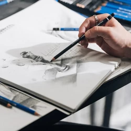 STAEDTLER Mars Lumograph Black Drawing Pencils 6 Pack in Metal Gift Tin | Deep Matte Black Tones for Expressive Art thumbnail 7