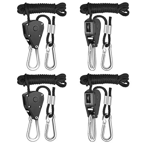 iPower GLROPEX2 Adjustable Rope Hanger 2 Pairs 8ft (150 lbs Total Capacity) | Heavy Duty Ratchet Tie-Down Strap thumbnail 1