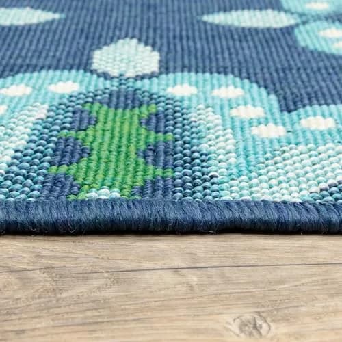 Oriental Weavers Meridian Indoor/Outdoor Rug 2206B 1'10" x 2'10" in Blue/Green | Moroccan Style, Water & Fade Resistant thumbnail 6