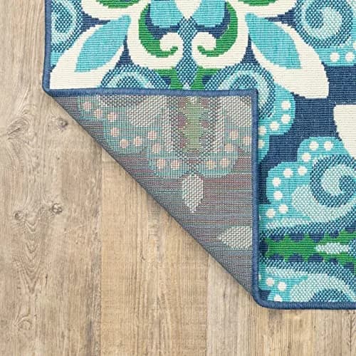 Oriental Weavers Meridian Indoor/Outdoor Rug 2206B 1'10" x 2'10" in Blue/Green | Moroccan Style, Water & Fade Resistant thumbnail 7