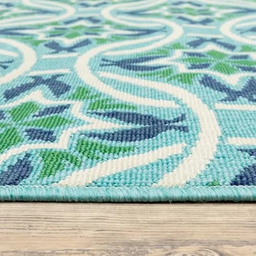 Oriental Weavers Meridian Area Rug 1'10" x 2'10" | Geometric & Floral Design in Blue/Green thumbnail 5