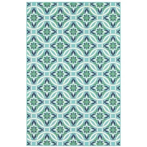 Oriental Weavers Meridian Area Rug 1'10" x 2'10" | Geometric & Floral Design in Blue/Green thumbnail 2
