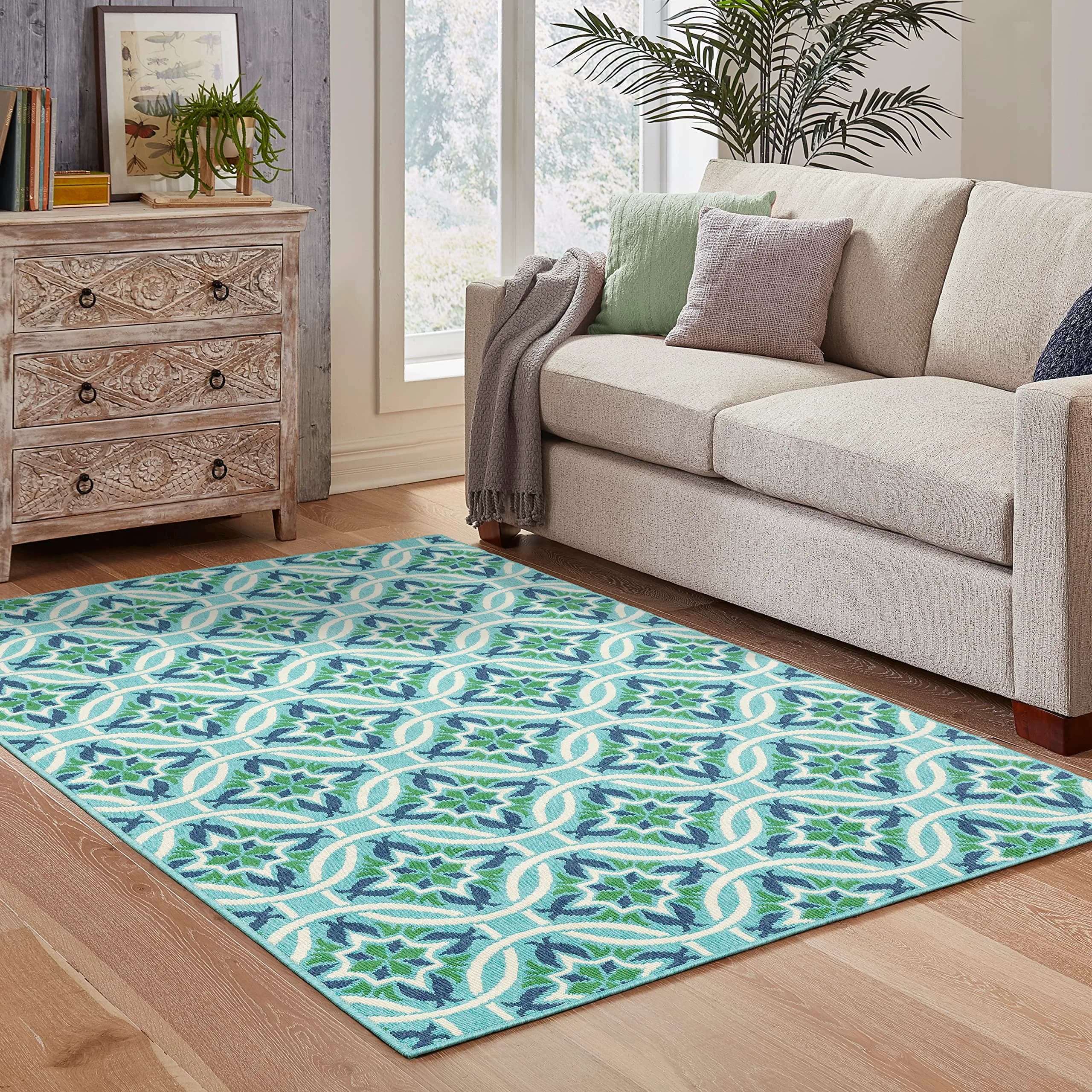 Oriental Weavers Meridian Indoor/Outdoor Rug - 5868L - 6'7" x 9'6" | Moroccan Style, Water & Fade Resistant