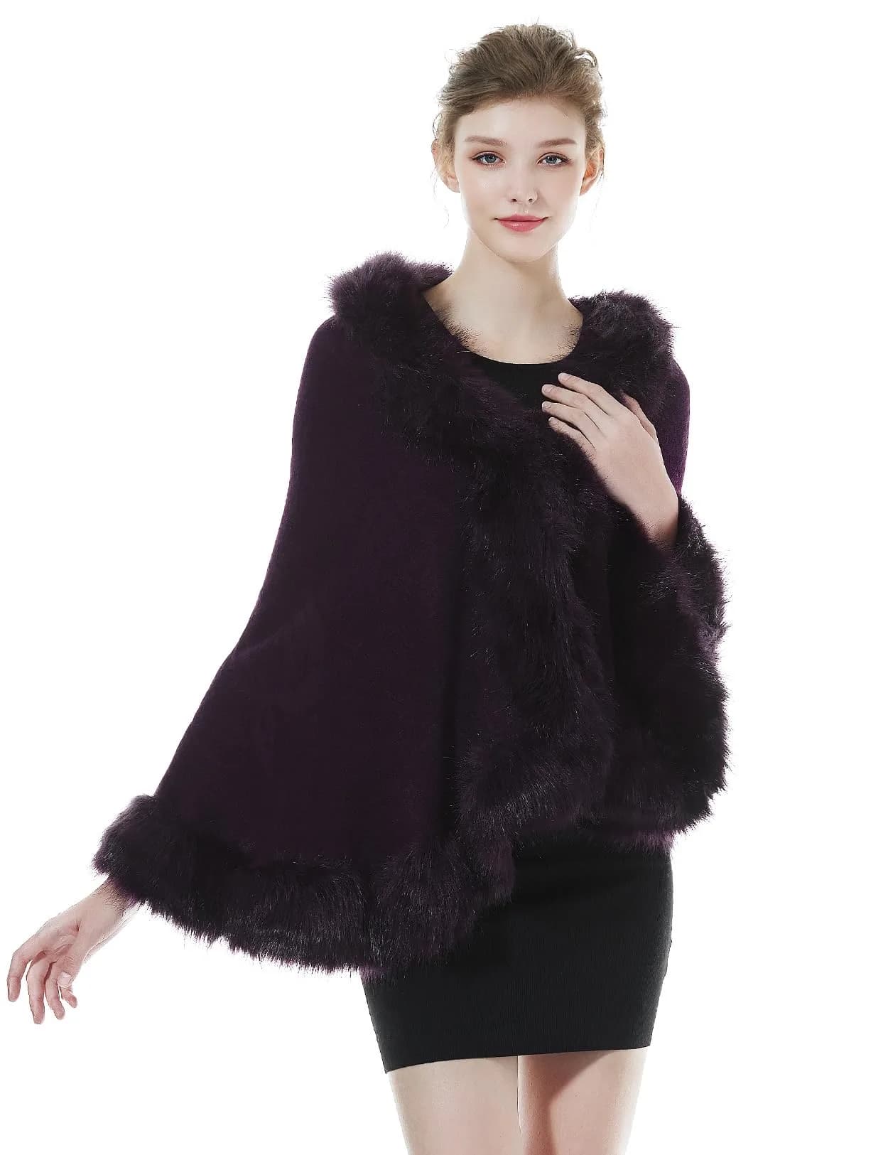 BEAUTELICATE Faux Fur Shawl Wrap Stole 63in x 28in | Elegant Winter Bridal Accessory