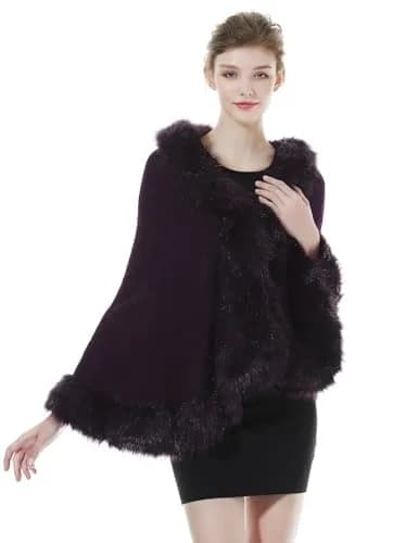 BEAUTELICATE Faux Fur Shawl Wrap Stole 63in x 28in | Elegant Winter Bridal Accessory thumbnail 1