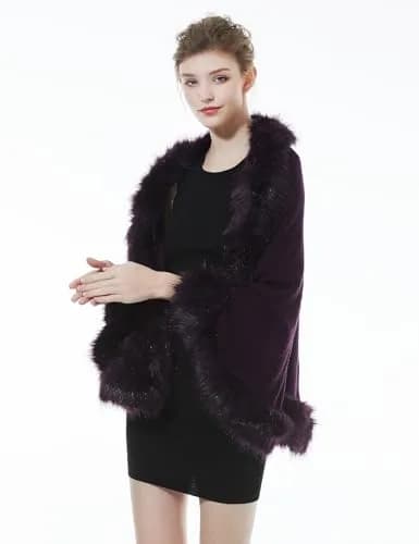 BEAUTELICATE Faux Fur Shawl Wrap Stole 63in x 28in | Elegant Winter Bridal Accessory thumbnail 5