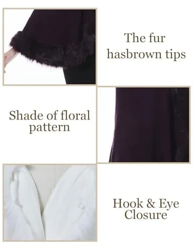 BEAUTELICATE Faux Fur Shawl Wrap Stole 63in x 28in | Elegant Winter Bridal Accessory thumbnail 6