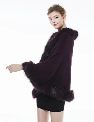 BEAUTELICATE Faux Fur Shawl Wrap Stole 63in x 28in | Elegant Winter Bridal Accessory thumbnail 2