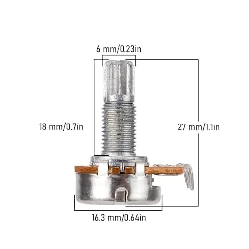 Swhmc A500K Ohm Guitar Potentiometer 1/4" Split Shaft 10-Pack | Volume Tone Control thumbnail 3