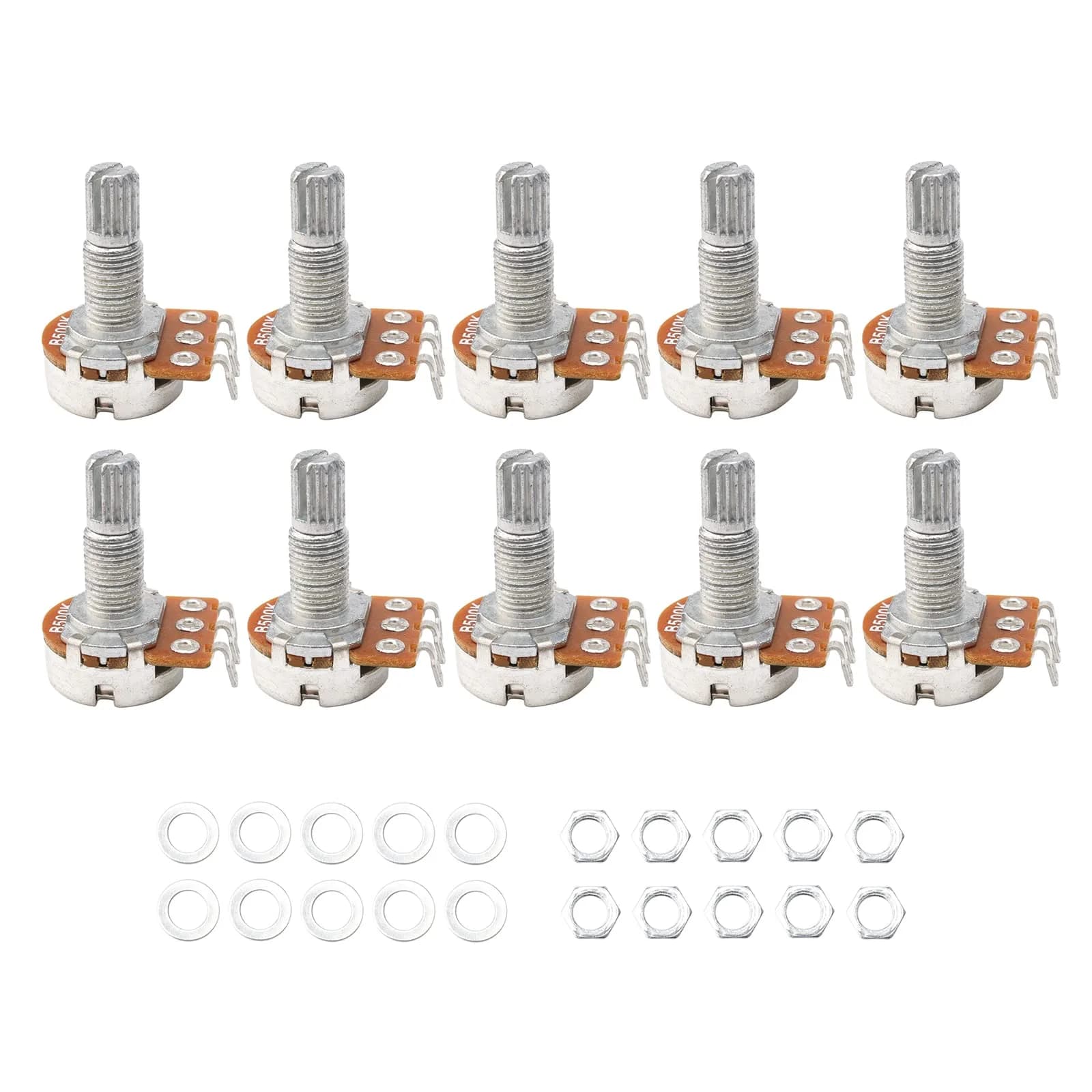 Swhmc Guitar Potentiometer Audio Pots B500K Ohm Replacement 16.5mm Base Dia 18mm Shaft Pack of 10 — B500K