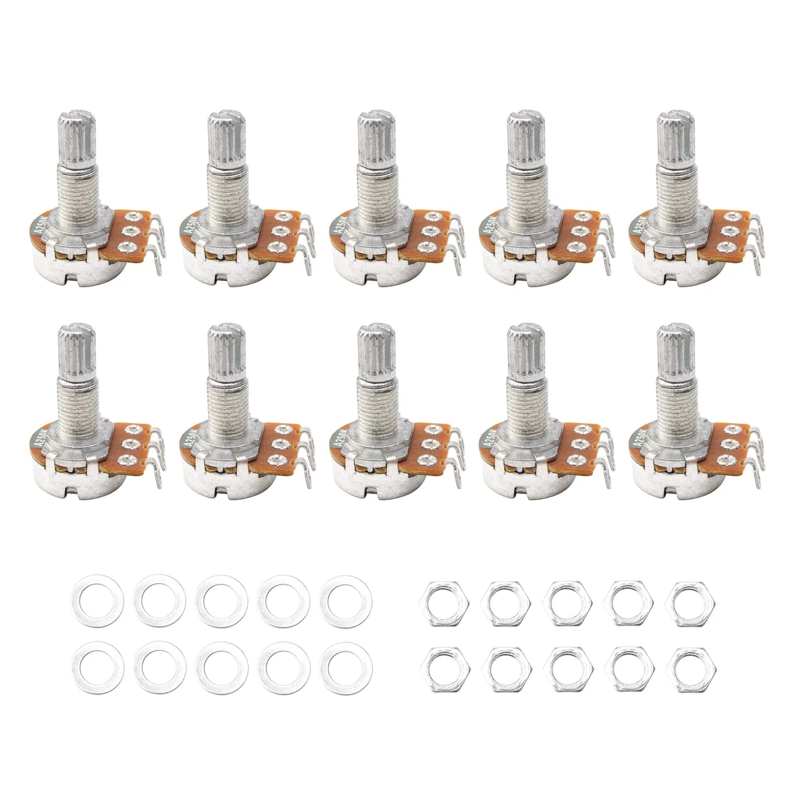 Swhmc Guitar Potentiometer Audio Pots B500K Ohm Replacement 16.5mm Base Dia 18mm Shaft Pack of 10 — A250K