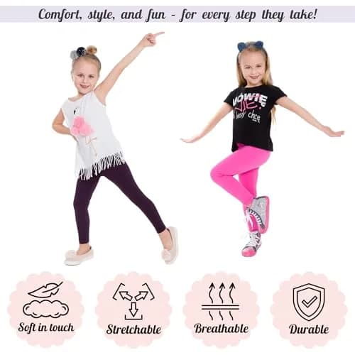 FUTURO FASHION Girls Cotton Leggings Full Length | Soft, Elastic & Trendy for Ages 2-13 thumbnail 2
