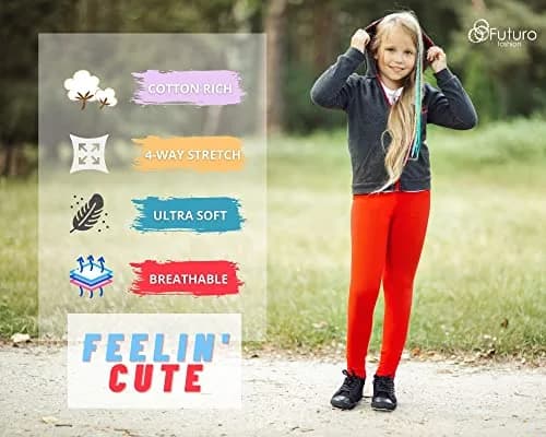 FUTURO FASHION Girls Cotton Leggings Full Length | Soft Elastic Kids Trousers Age 2-13 thumbnail 5