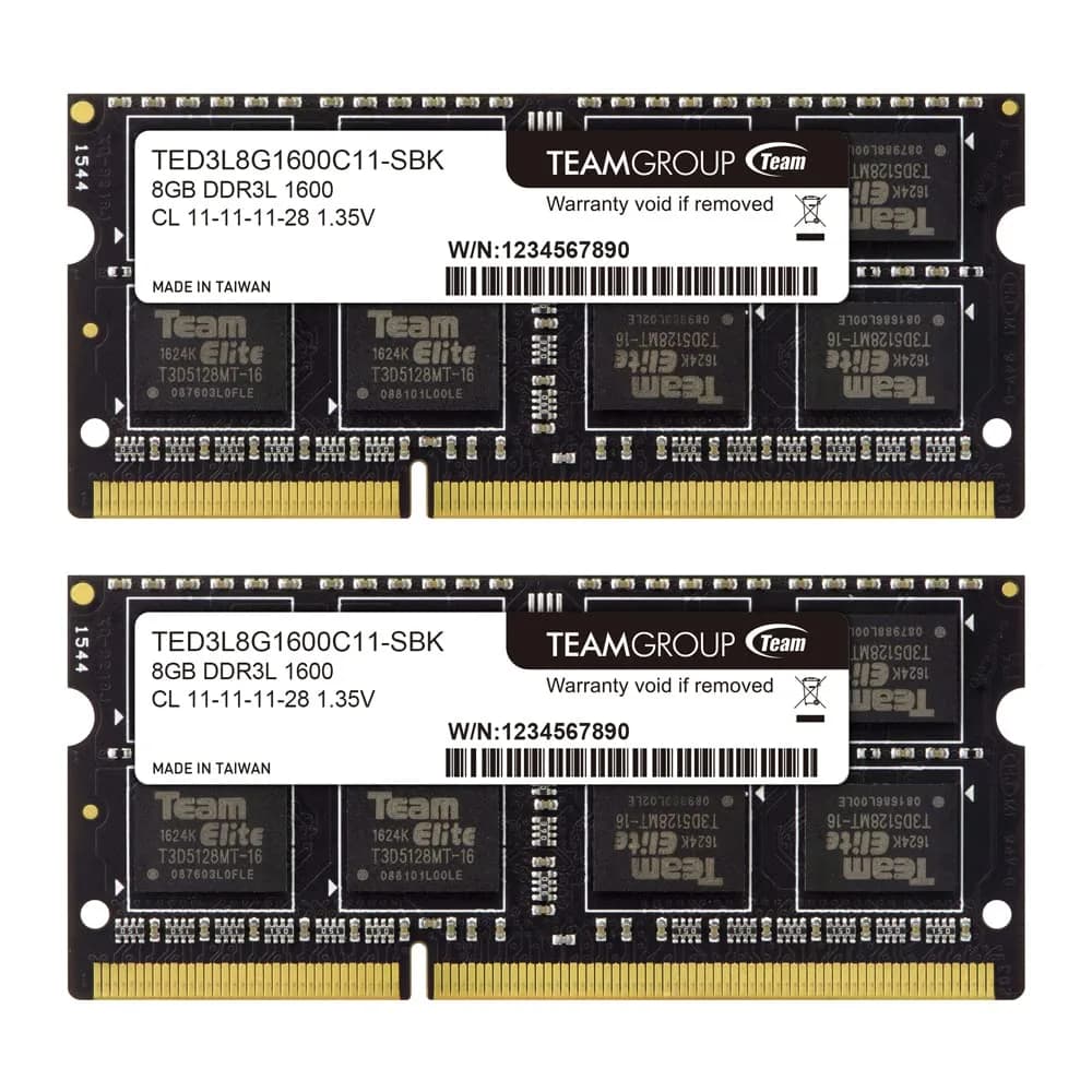 TEAMGROUP Elite DDR3L 16GB Kit (2 x 8GB) 1600MHz PC3-12800 CL11 SODIMM 204-Pin Laptop Memory Module 16GB (2x8GB) 1600MHz - main product image