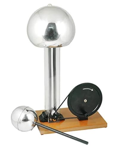 EISCO Hand Crank Van De Graaff Generator, 9.8" Sphere - Up to 100,000 Volts - Includes Assembled Base, Discharge Wand & Grounding Wire - 24" Tall thumbnail 1
