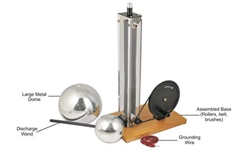 EISCO Hand Crank Van De Graaff Generator, 9.8" Sphere - Up to 100,000 Volts - Includes Assembled Base, Discharge Wand & Grounding Wire - 24" Tall thumbnail 5
