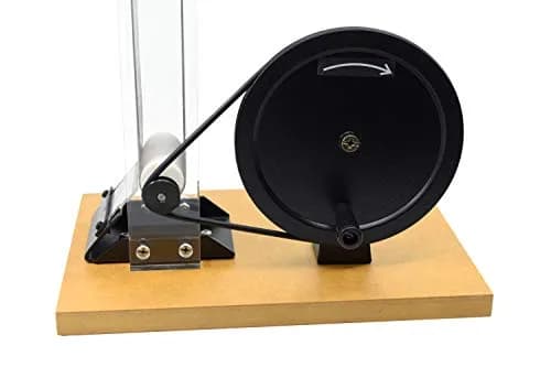EISCO Hand Crank Van De Graaff Generator, 9.8" Sphere - Up to 100,000 Volts - Includes Assembled Base, Discharge Wand & Grounding Wire - 24" Tall thumbnail 2