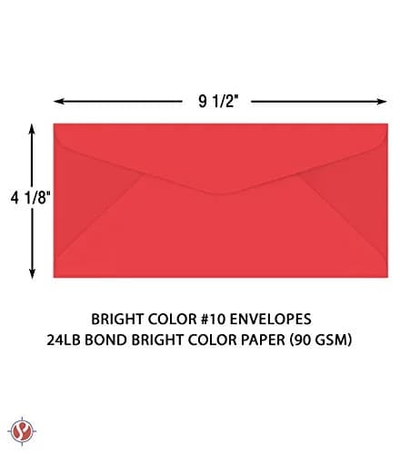S Superfine Printing Rocket Red Bright Color #10 Envelopes | 4 1/8" x 9 1/2" | Bulk Pack of 50 thumbnail 5