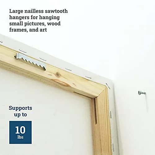 Picture Hang Solutions Sawtooth Picture Hangers, 100 Pack, 1.75" x 0.25", Silver | Holds up to 10 lb thumbnail 3