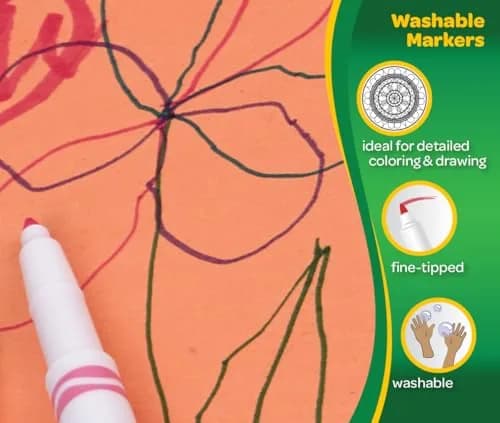 Crayola Ultra Clean Washable Markers (40ct) | Non-Toxic Fine Line Art Supplies for Kids Ages 3+ thumbnail 7