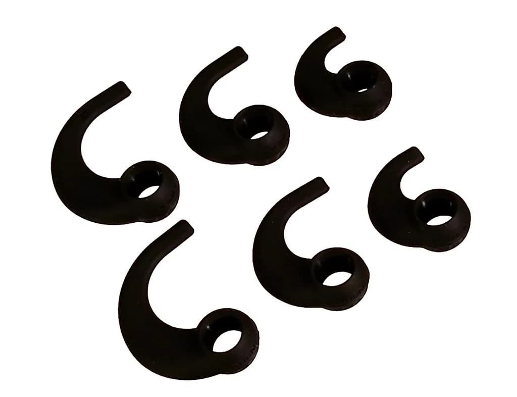 Far End Gear BudLoks Earphone Sport Grips for in-Ear and Ear Canal Earbuds, Clear | Soft Silicone Locking Wings for Active Use — Black