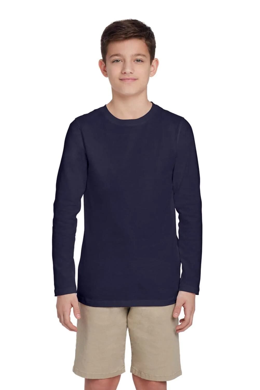French Toast Boys' Toddler Long Sleeve Crewneck Tee T-Shirt Navy 4T | 100% Cotton Jersey for Breathable Comfort - main product image