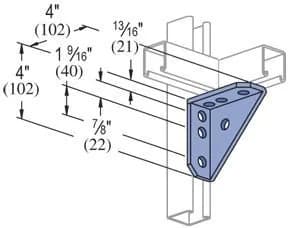 UNISTRUT P2484-EG 7 Hole 90 Degree Gusseted Angle Connector Bracket Steel | Heavy Duty, Zinc-Plated thumbnail 5