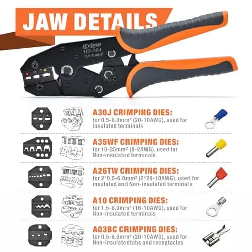 IWISS Ratchet Wire Crimping Tool Set with 5 Interchangeable Jaws & Wire Stripper | 1 Kg Tool Set thumbnail 3