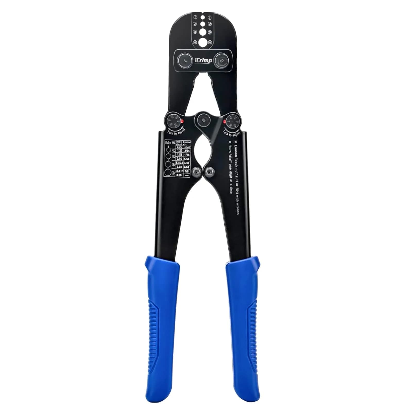 IWISS Wire Rope Crimper IWS-1608M 3/64" to 1/8" | Heavy Duty Steel Tool for Railings & Cables — IWS-1608M-US